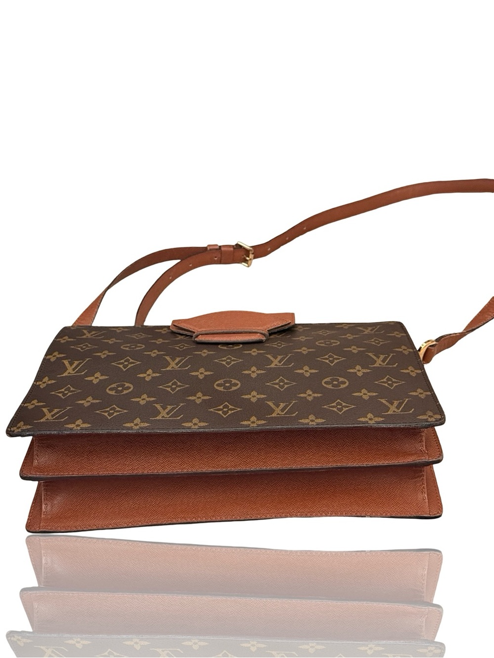 Louis Vuitton Monogram Crossbody Bag Brown Leather Trim Monogram Courcelles - Picture 11 of 17
